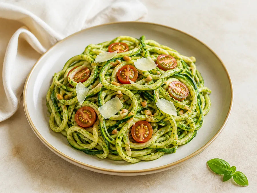 Zucchini-Nudeln mit Kräuterpesto