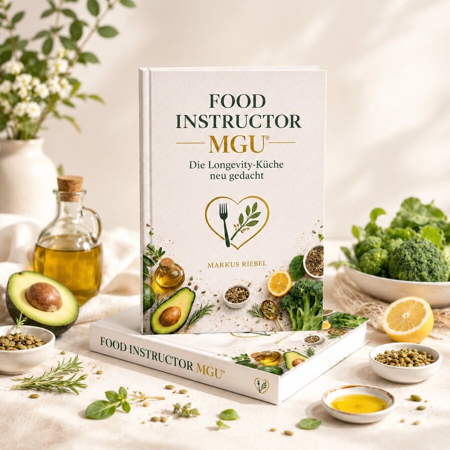Buchcover: Die Longevity-Küche neu gedacht – Food Instructor MGU von Markus Riebel