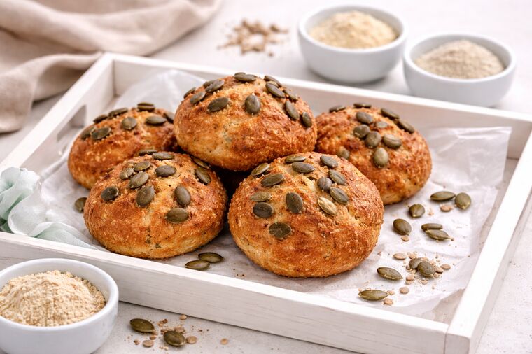 Kürbiskernbrötchen, selbst gebacken